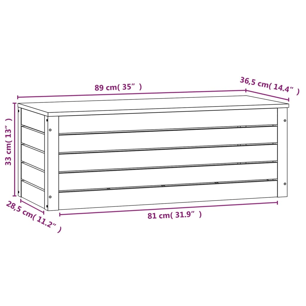 Opbergbox 89X36,5X33 Cm Massief Grenenhout 1 89 x 36.5 x 33 cm Naturel