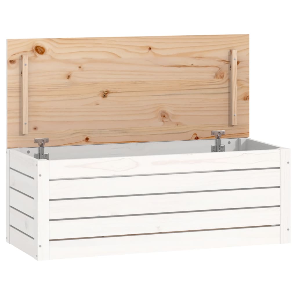 Opbergbox Wit 89X36,5X33 Cm Massief Grenenhout 1 89 x 36.5 x 33 cm