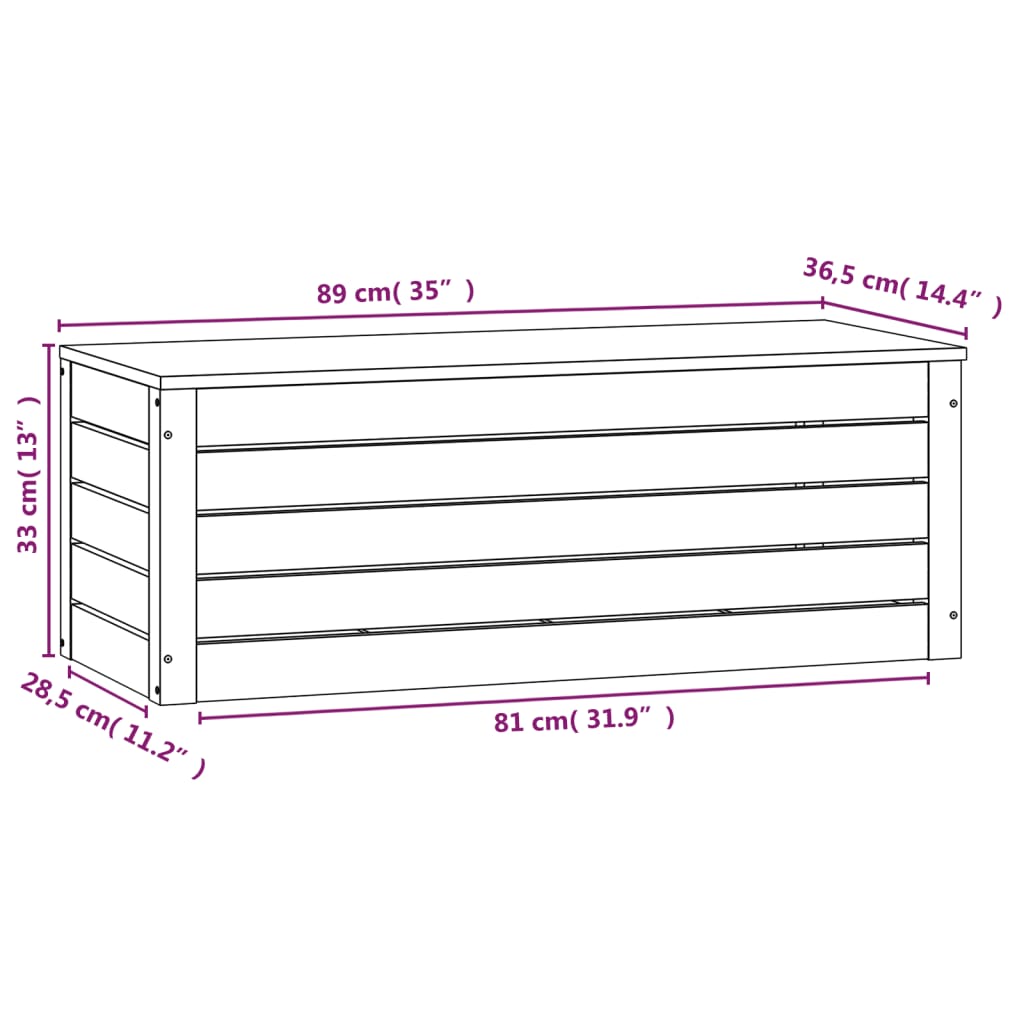 Opbergbox Wit 89X36,5X33 Cm Massief Grenenhout 1 89 x 36.5 x 33 cm