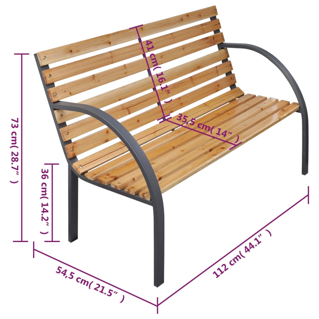 Tuinbank Massief Vurenhout Bruin 112 cm