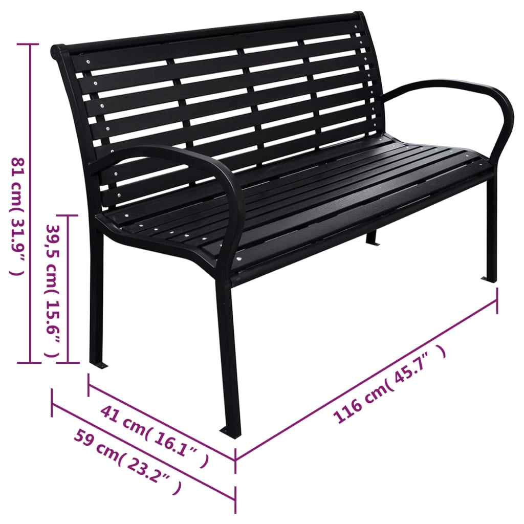 Tuinbank 6 Cm Staal En Hkc Zwart