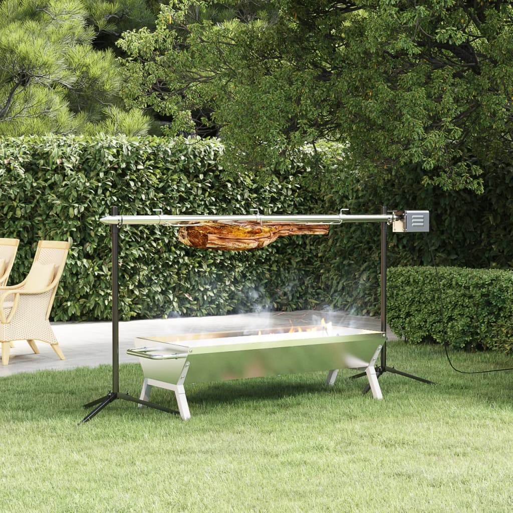 Automatische barbecue met motor 150x46,5x82,5 cm roestvrijstaal