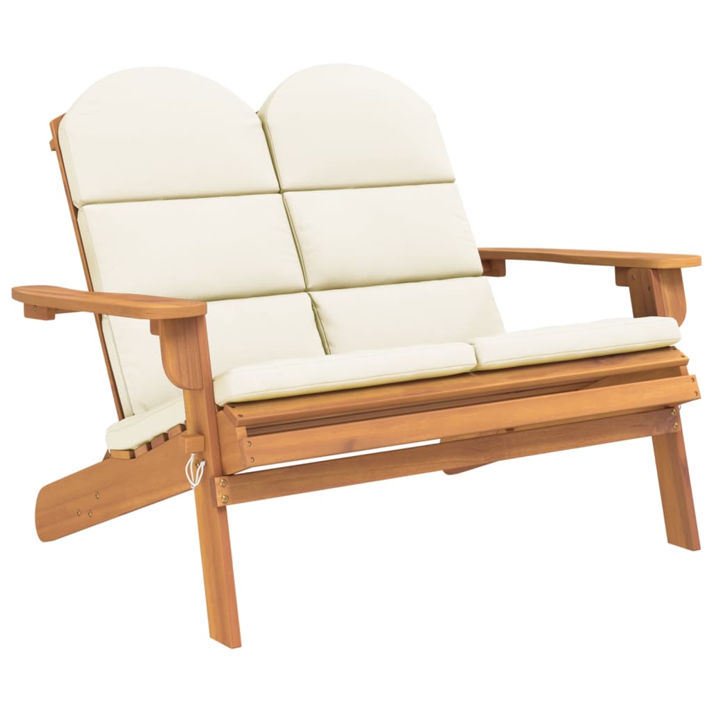 3-Delige Loungeset Adirondack Massief Acaciahout 1 Wit 2x Bank + Tafel