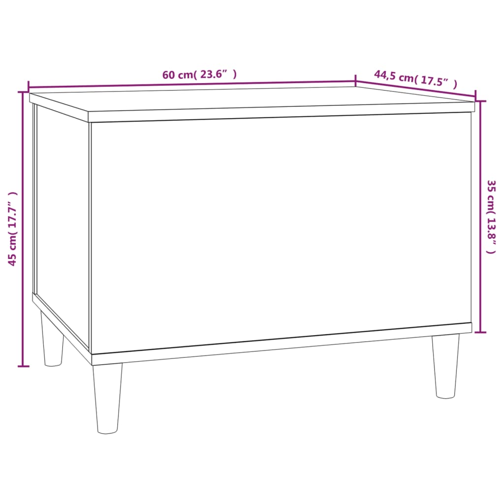 Salontafel 60X44,5X45 Cm Bewerkt Hout Hoogglans Wit Hoogglans wit