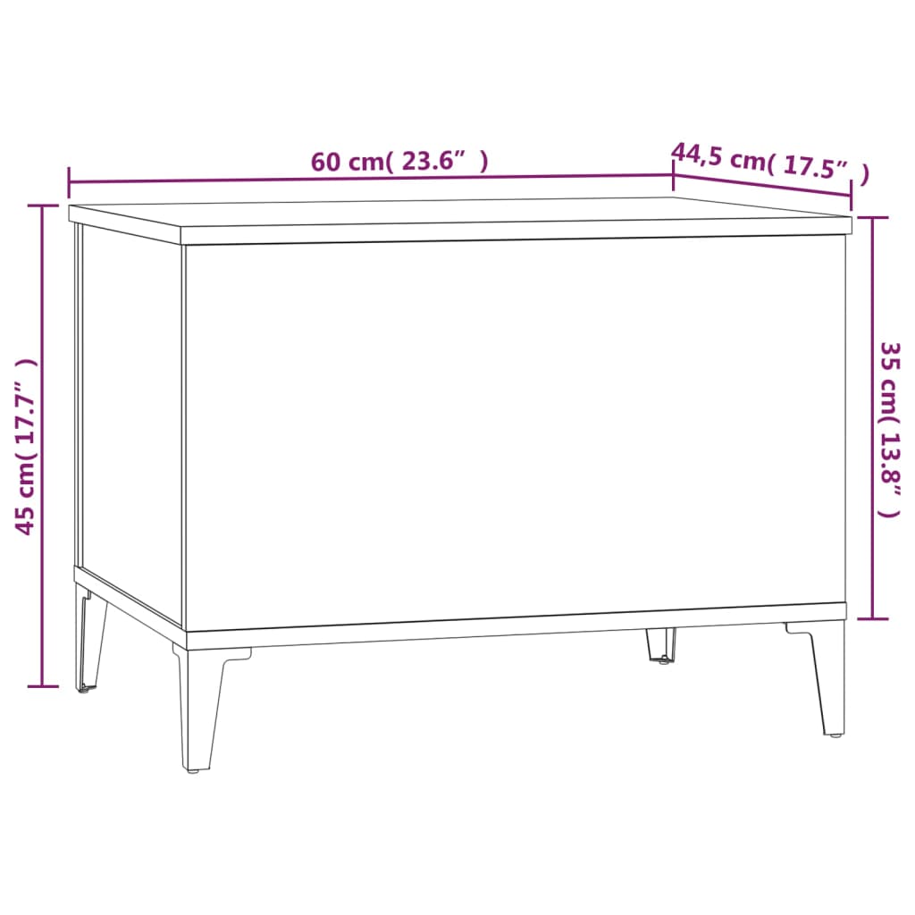 Salontafel 60X44,5X45 Cm Bewerkt Hout Wit Wit