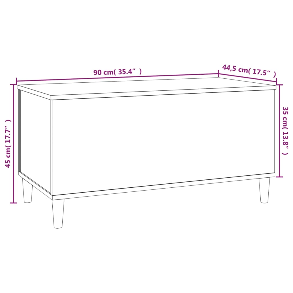 Salontafel 90X44,5X45 Cm Bewerkt Hout Wit Wit