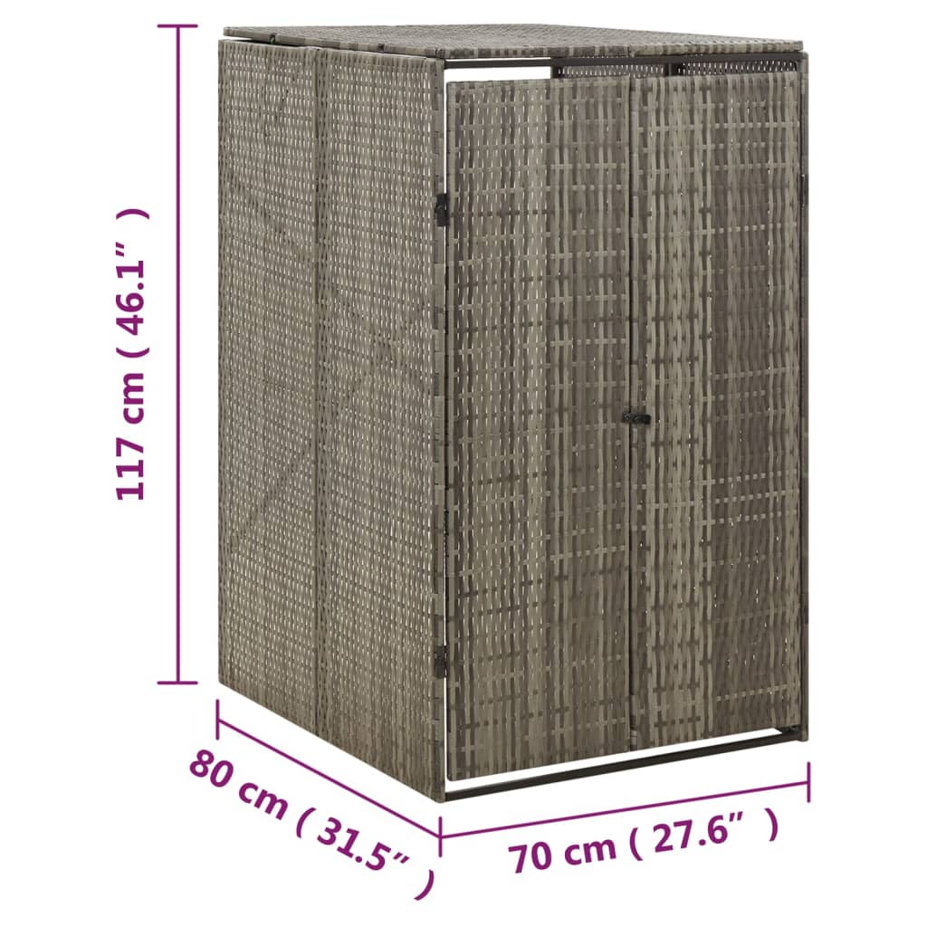 Containerberging Enkel 70X80X117 Cm Poly Rattan 1 container Grijs