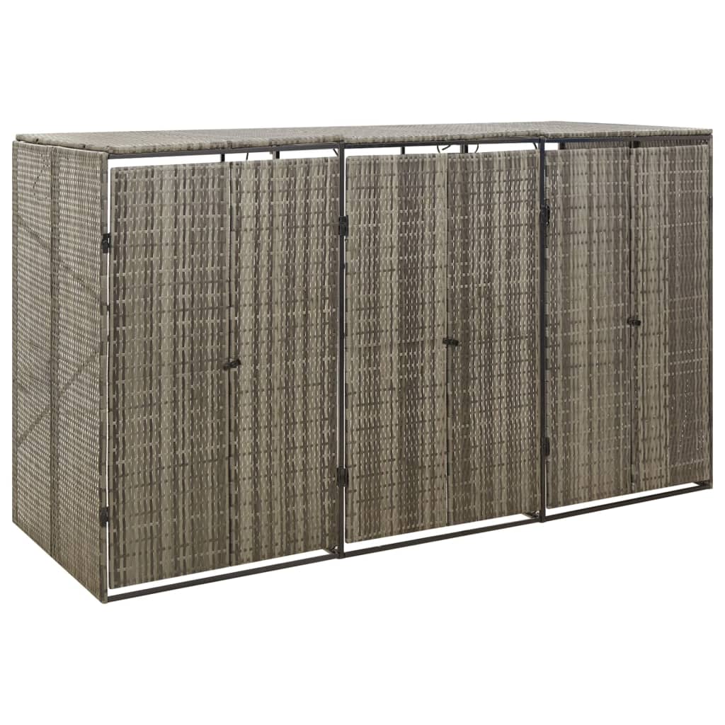 Containerberging Driedubbel 207X80X117 Cm Poly Rattan 3 containers Grijs