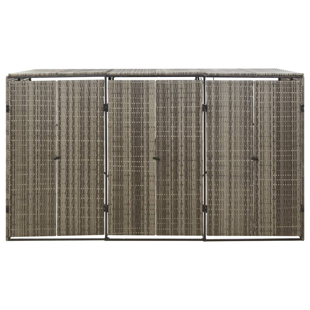 Containerberging Driedubbel 207X80X117 Cm Poly Rattan 3 containers Grijs