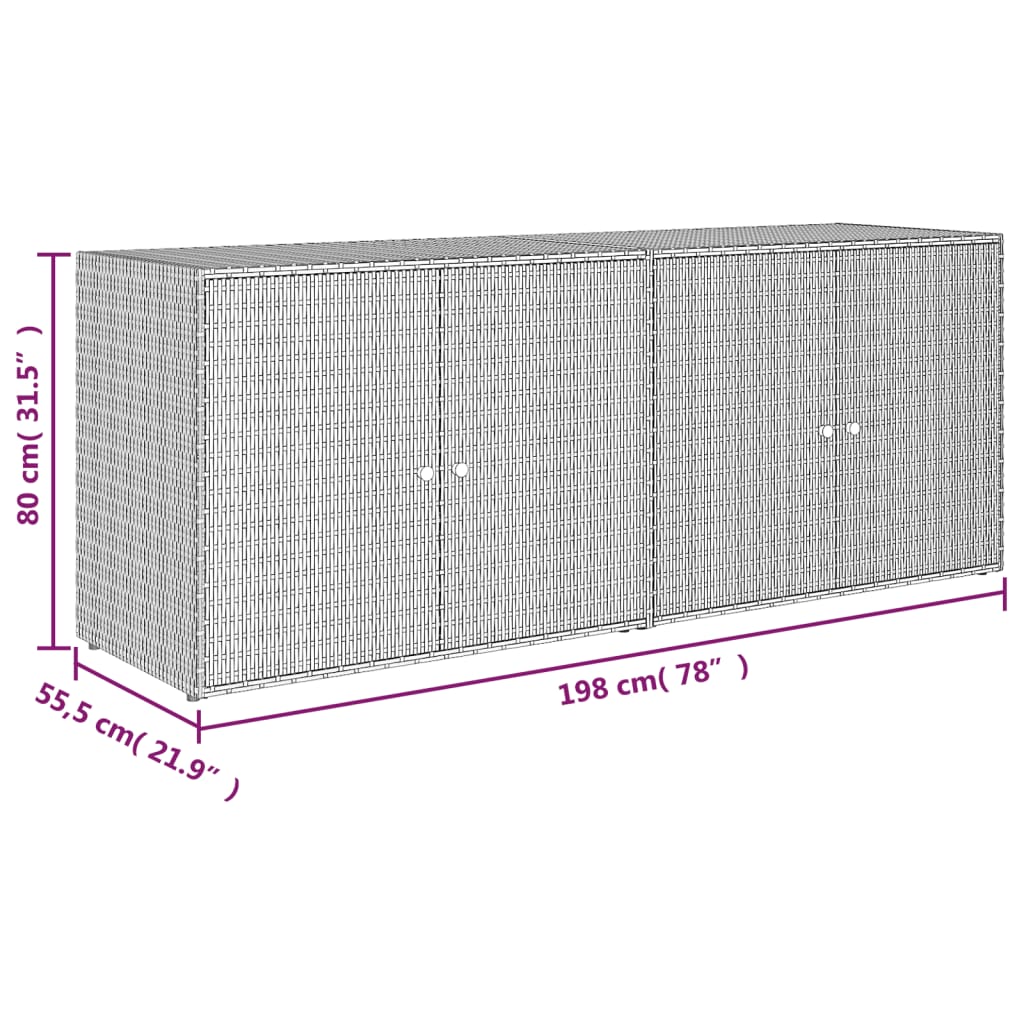 Tuinkast 198x55,5x80 cm poly rattan zwart