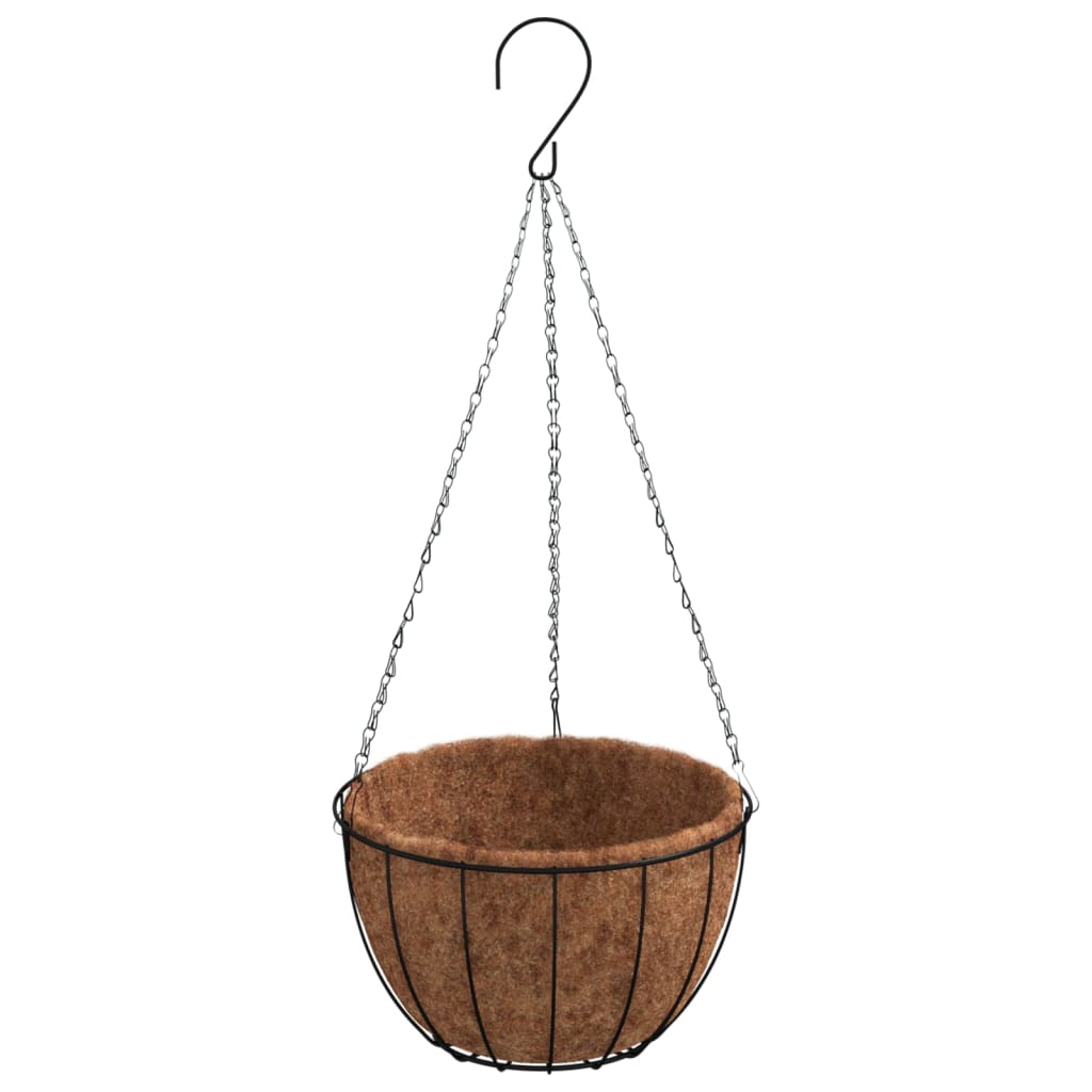 Plantenbakken Hangend 4 St Met Kokosbak Staal Zwart Ø 30 x 52 cm