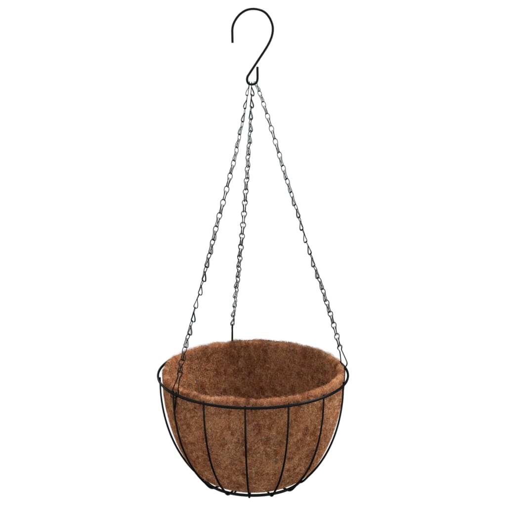 Plantenbakken Hangend 4 St Met Kokosbak Staal Zwart Ø 30 x 52 cm