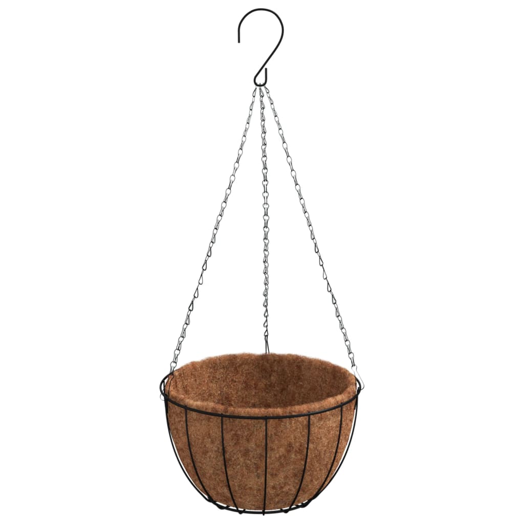 Plantenbakken Hangend 4 St Met Kokosbak Staal Zwart Ø 40 x 63 cm