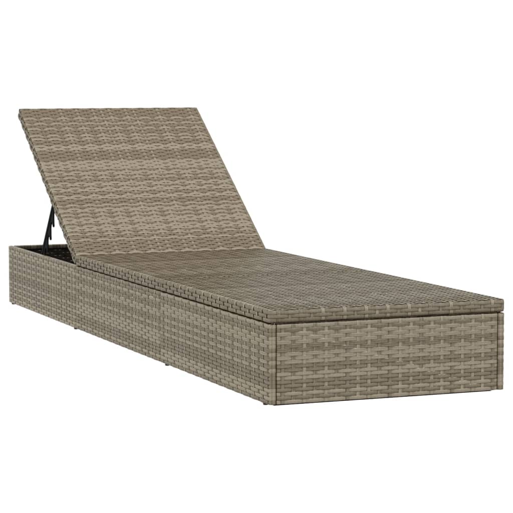 Ligbed Met Kussen 20X55X62 Cm Poly Rattan 1 Grijs