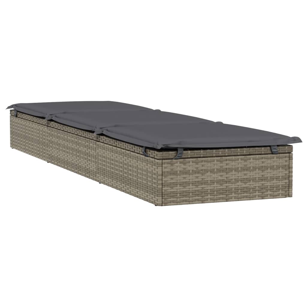 Ligbed Met Kussen 20X55X62 Cm Poly Rattan 1 Grijs