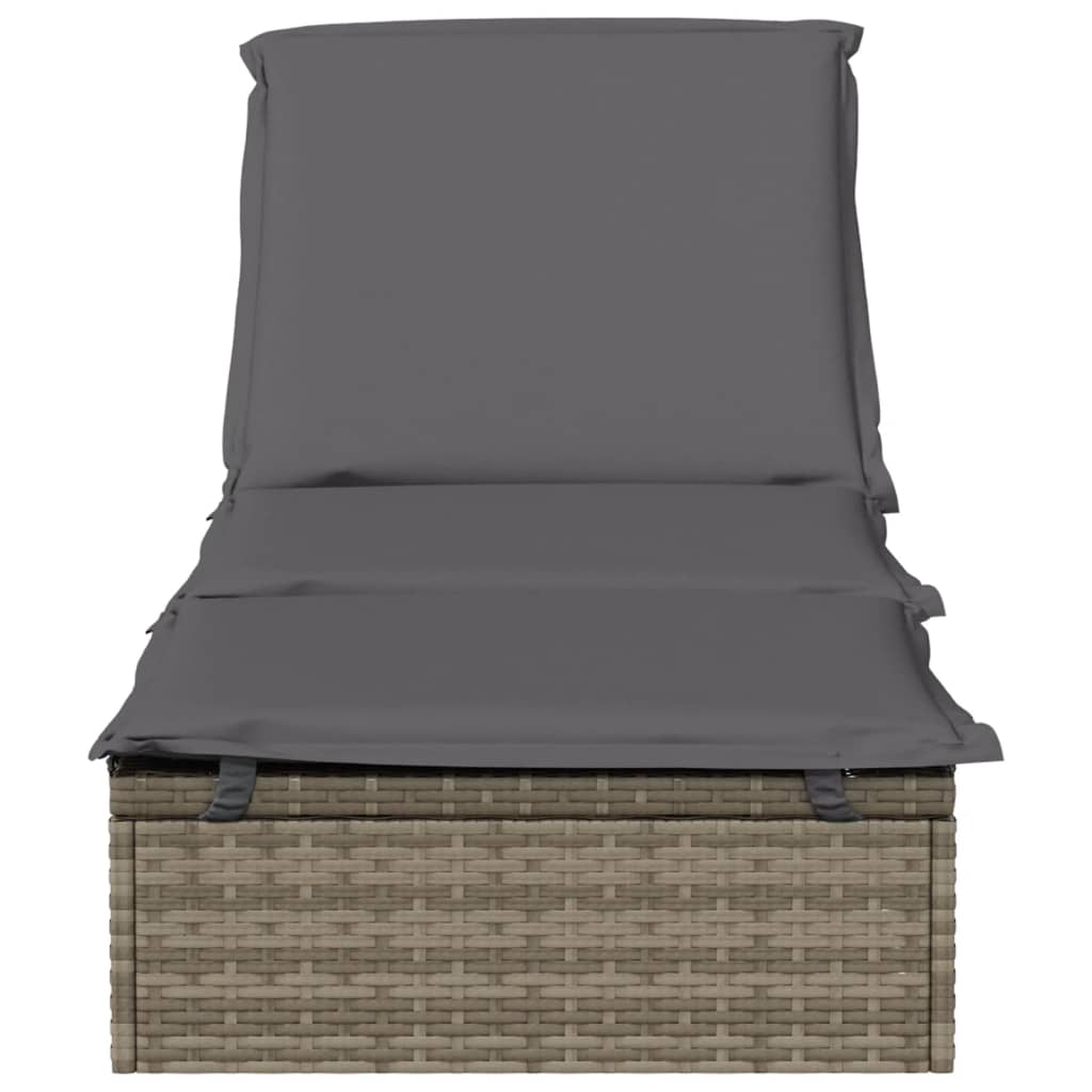 Ligbed Met Kussen 20X55X62 Cm Poly Rattan 1 Grijs