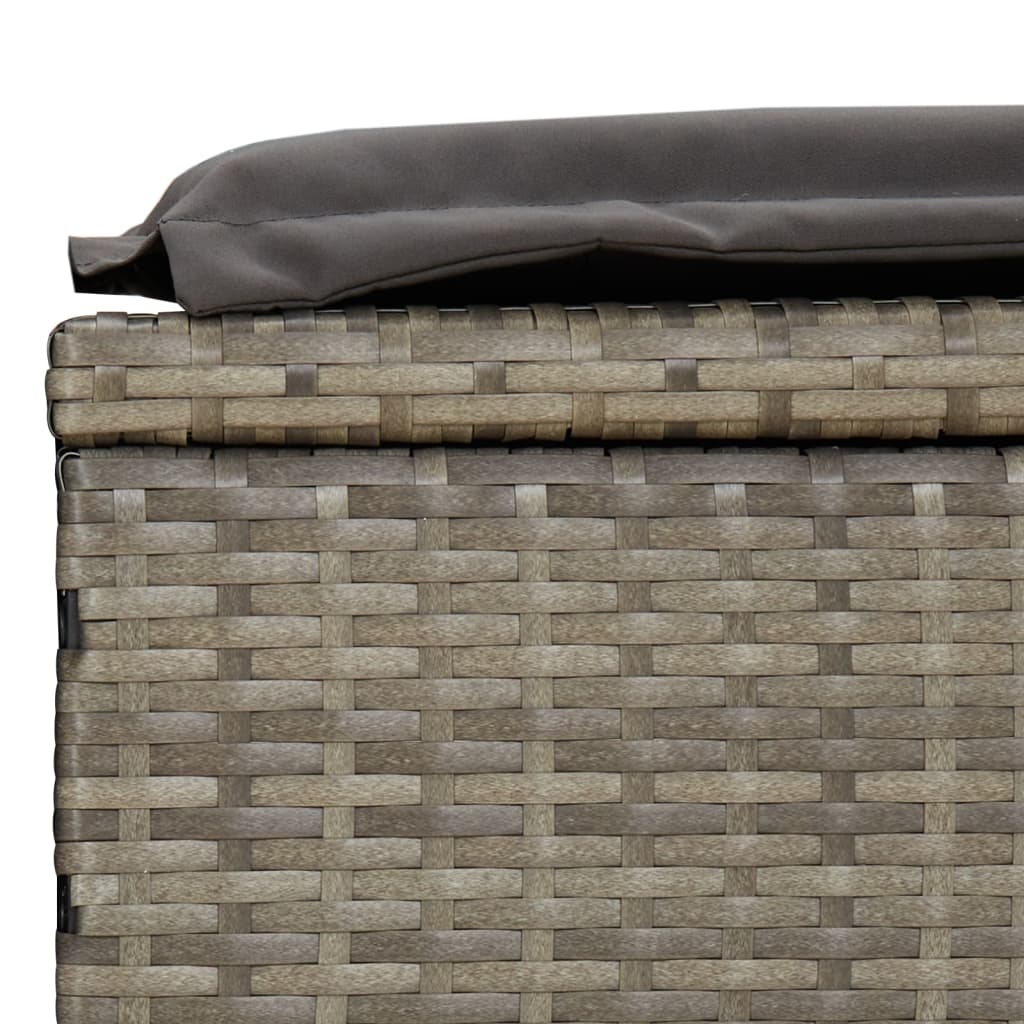 Ligbed Met Kussen 20X55X62 Cm Poly Rattan 1 Grijs