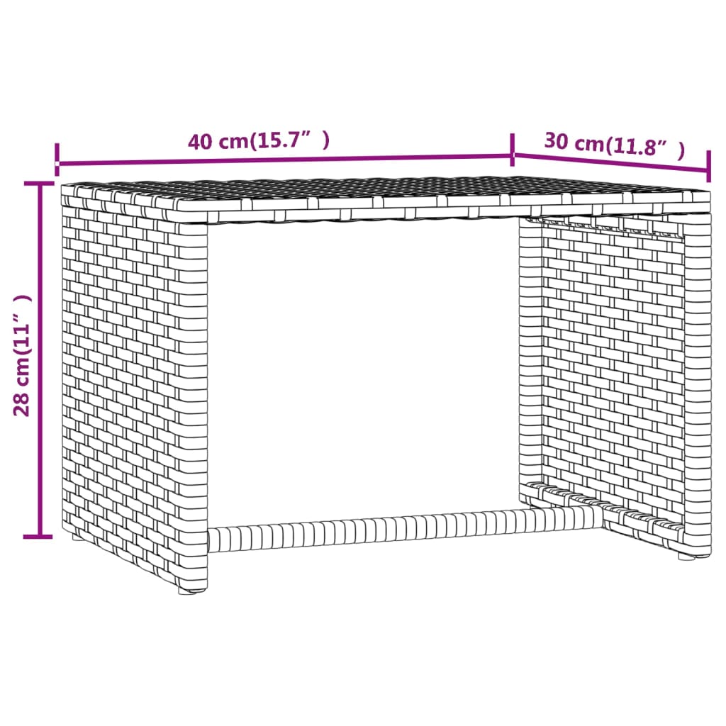 Ligbed Met Tafel Poly Rattan 2 Grijs