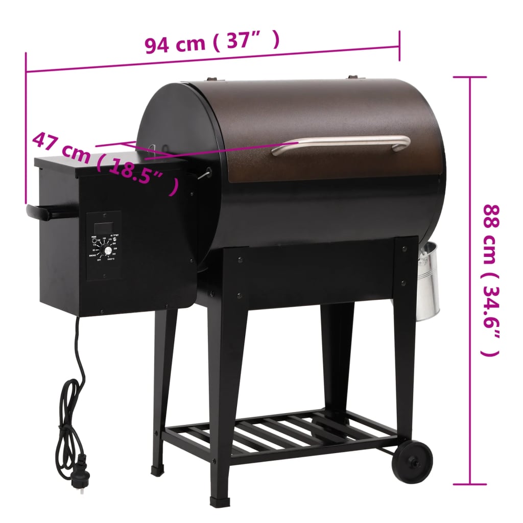 Pelletbarbecue Met Bodemplaat 94 Cm Ijzer Zwart with shelf