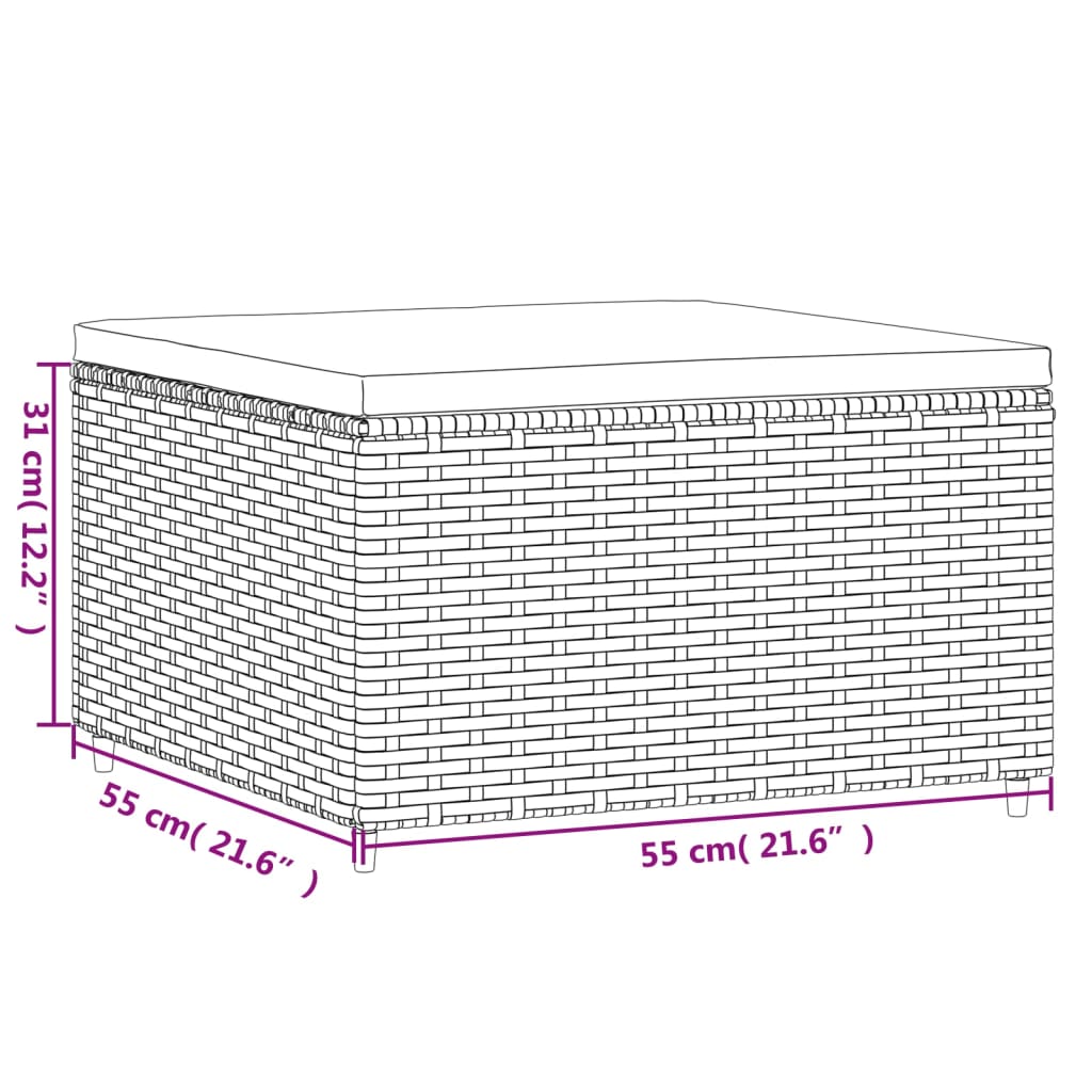 Voetensteun Met Kussen Poly Rattan 1 Zwart