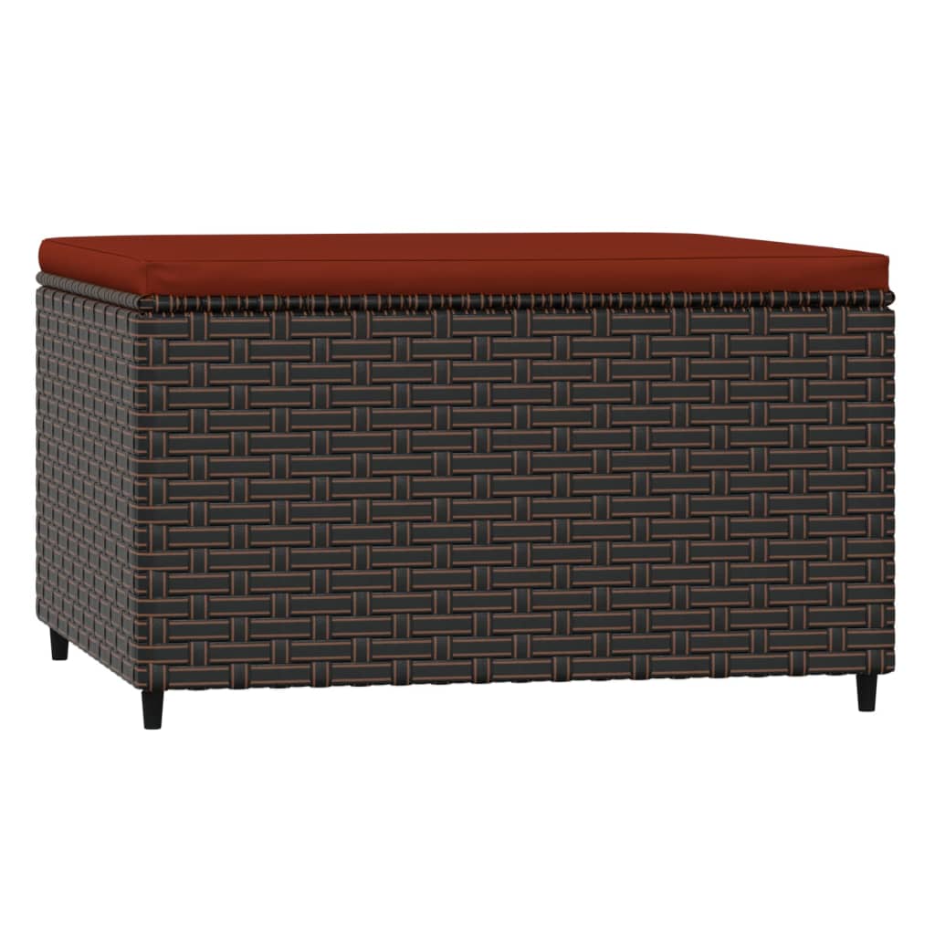 Voetensteun Met Kussen Poly Rattan 1 Bruin en rood