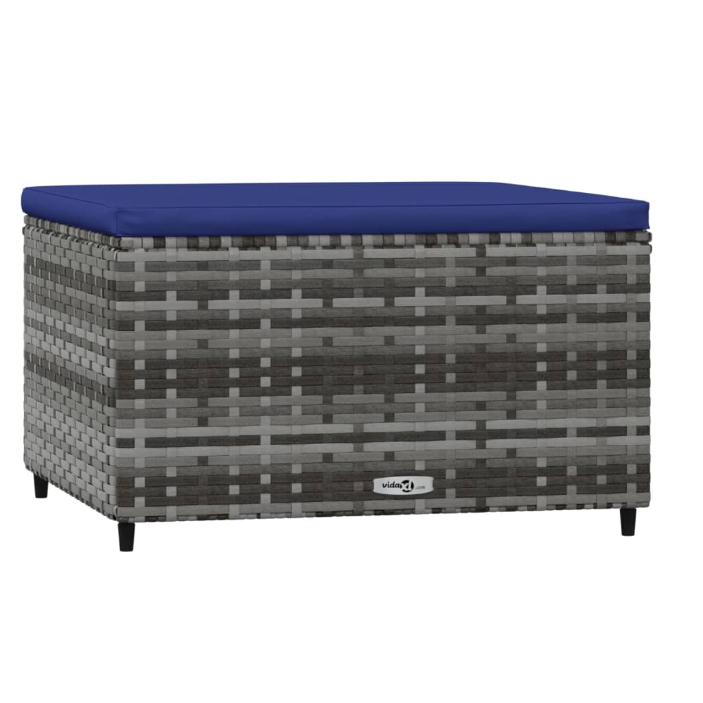 Voetensteun Met Kussen Poly Rattan 1 Grijs en blauw