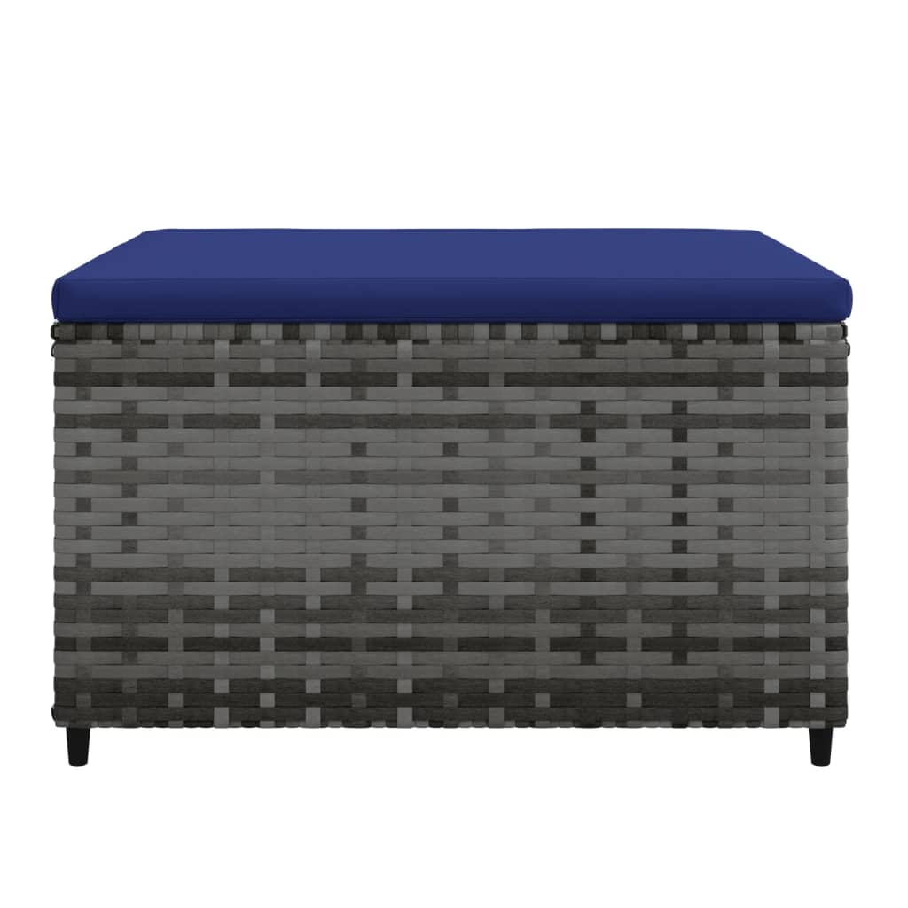 Voetensteun Met Kussen Poly Rattan 1 Grijs en blauw