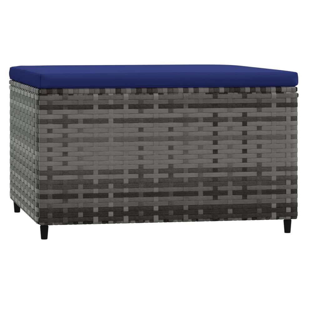 Voetensteun Met Kussen Poly Rattan 1 Grijs en blauw