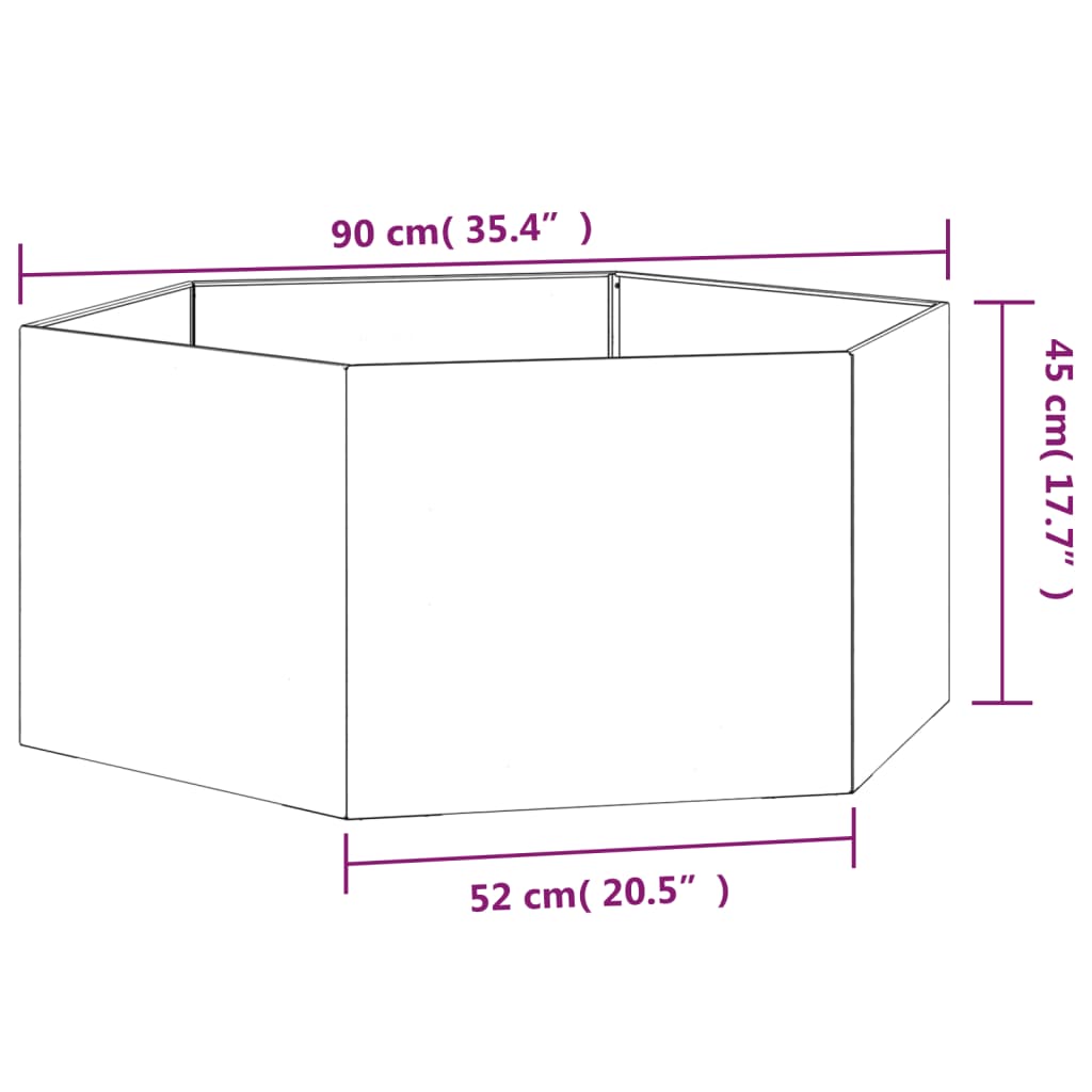 Plantenbak Roestig Cortenstaal 90 x 90 x 45 cm