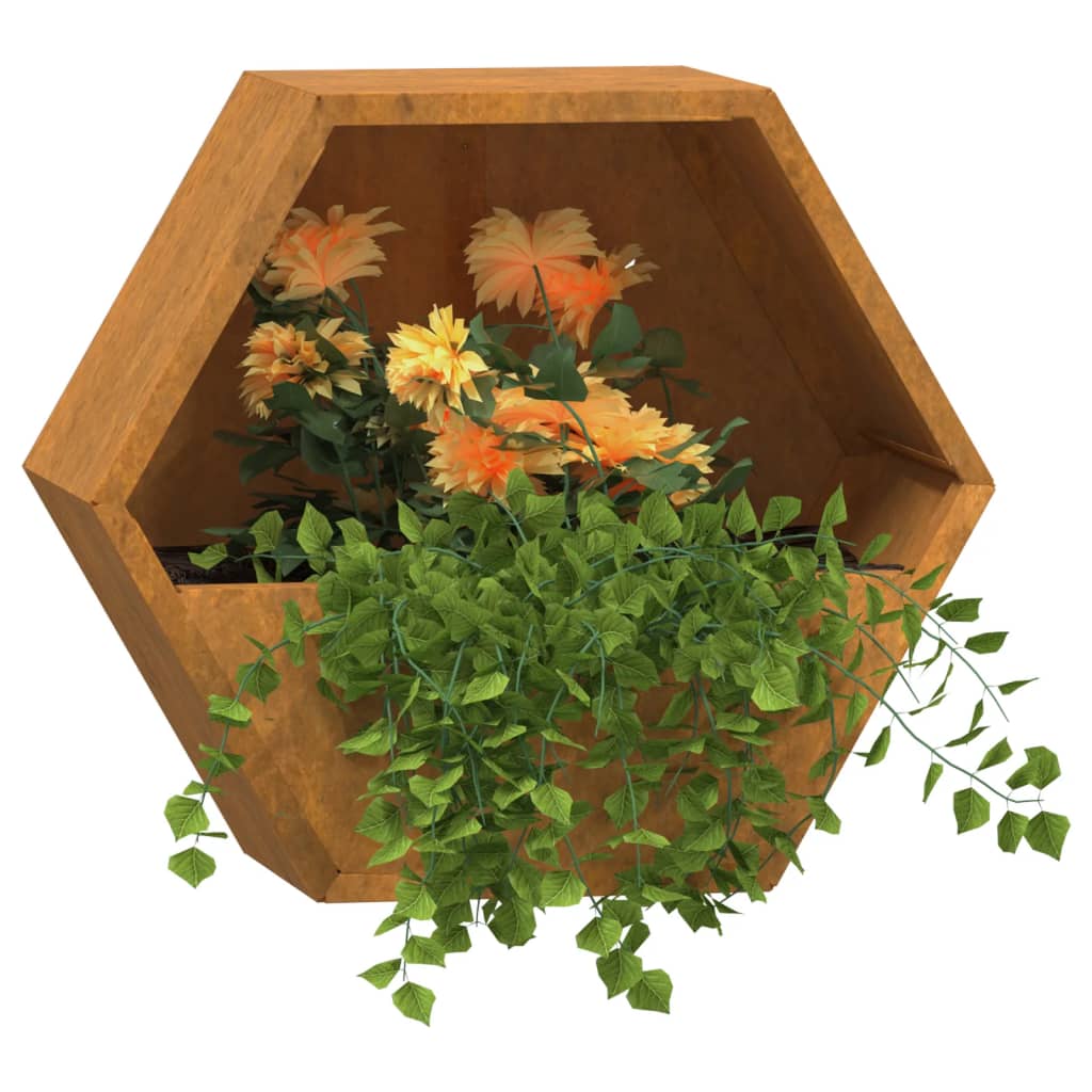 Plantenbakken Wandmontage Cortenstaal Roestig 30 x 10 x 25 cm