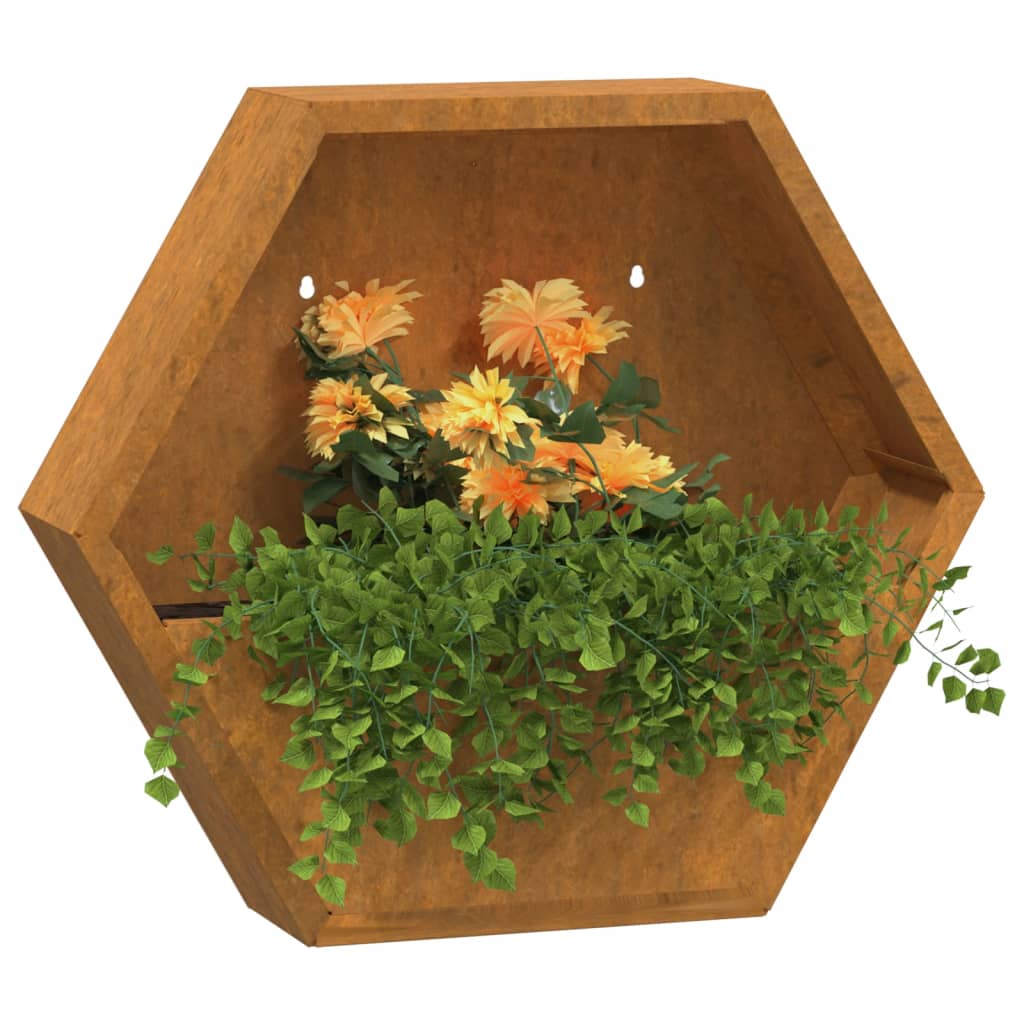 Plantenbakken Wandmontage Cortenstaal Roestig 46 x 10 x 40 cm