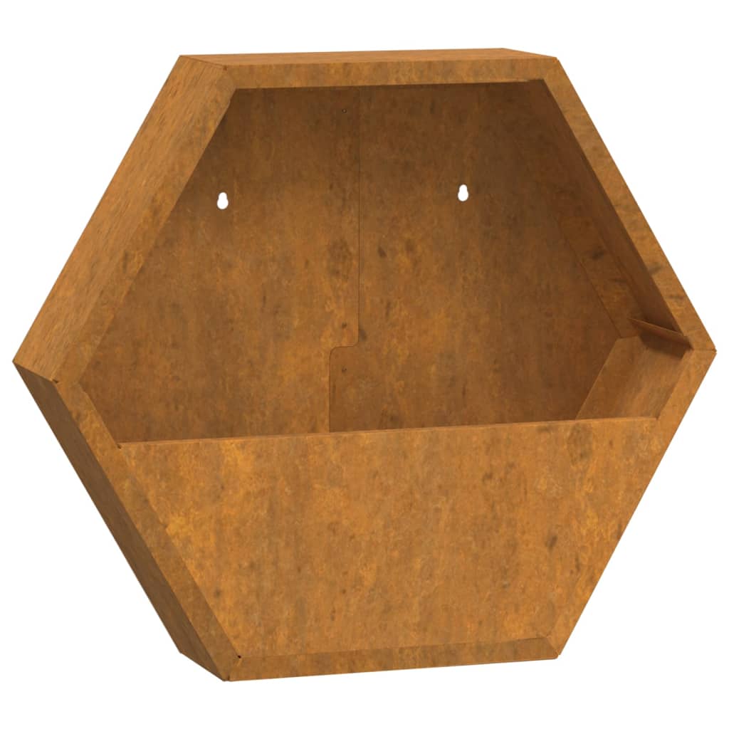 Plantenbakken Wandmontage Cortenstaal Roestig 46 x 10 x 40 cm