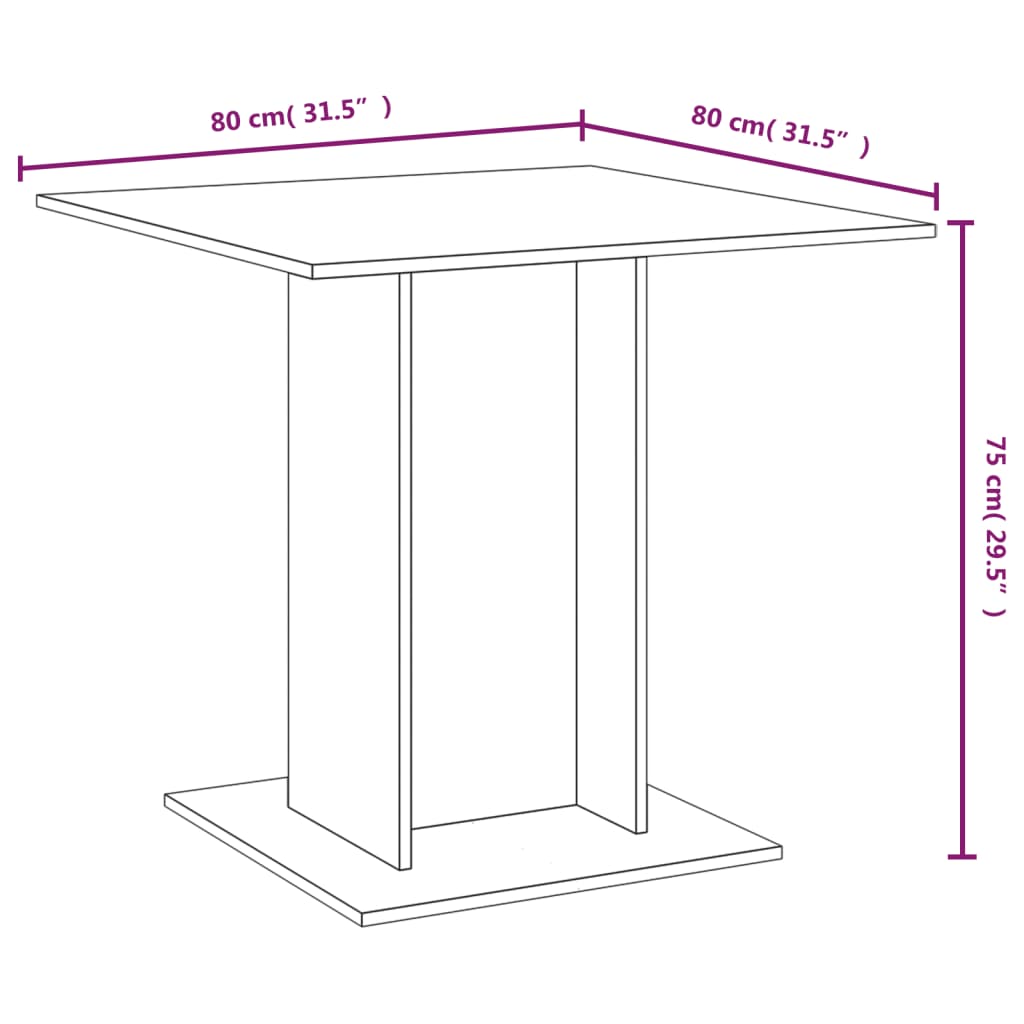 Eettafel 80X80X75 Cm Bewerkt Hout Gerookt Eiken 1