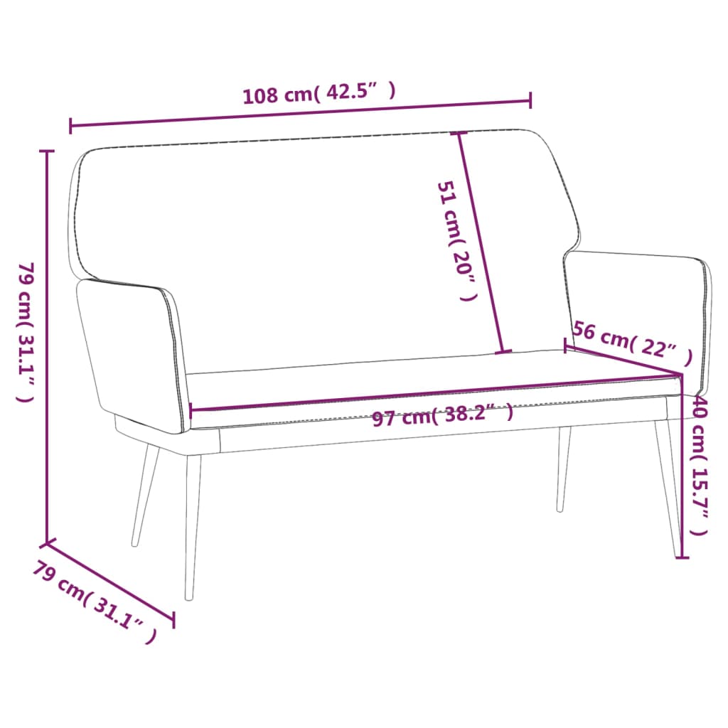 Bankje 108x79x79 cm fluweel donkergrijs