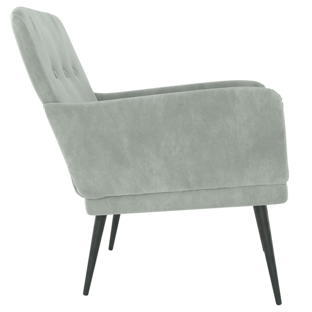 Fauteuil 62X79X79 Cm Fluweel Lichtgrijs Lichtgrijs