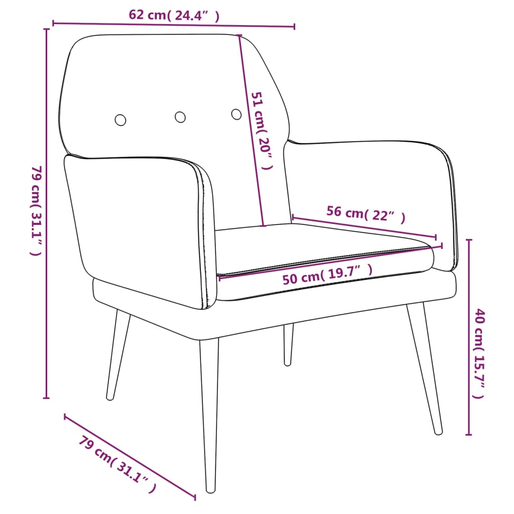 Fauteuil 62X79X79 Cm Fluweel Lichtgrijs Lichtgrijs