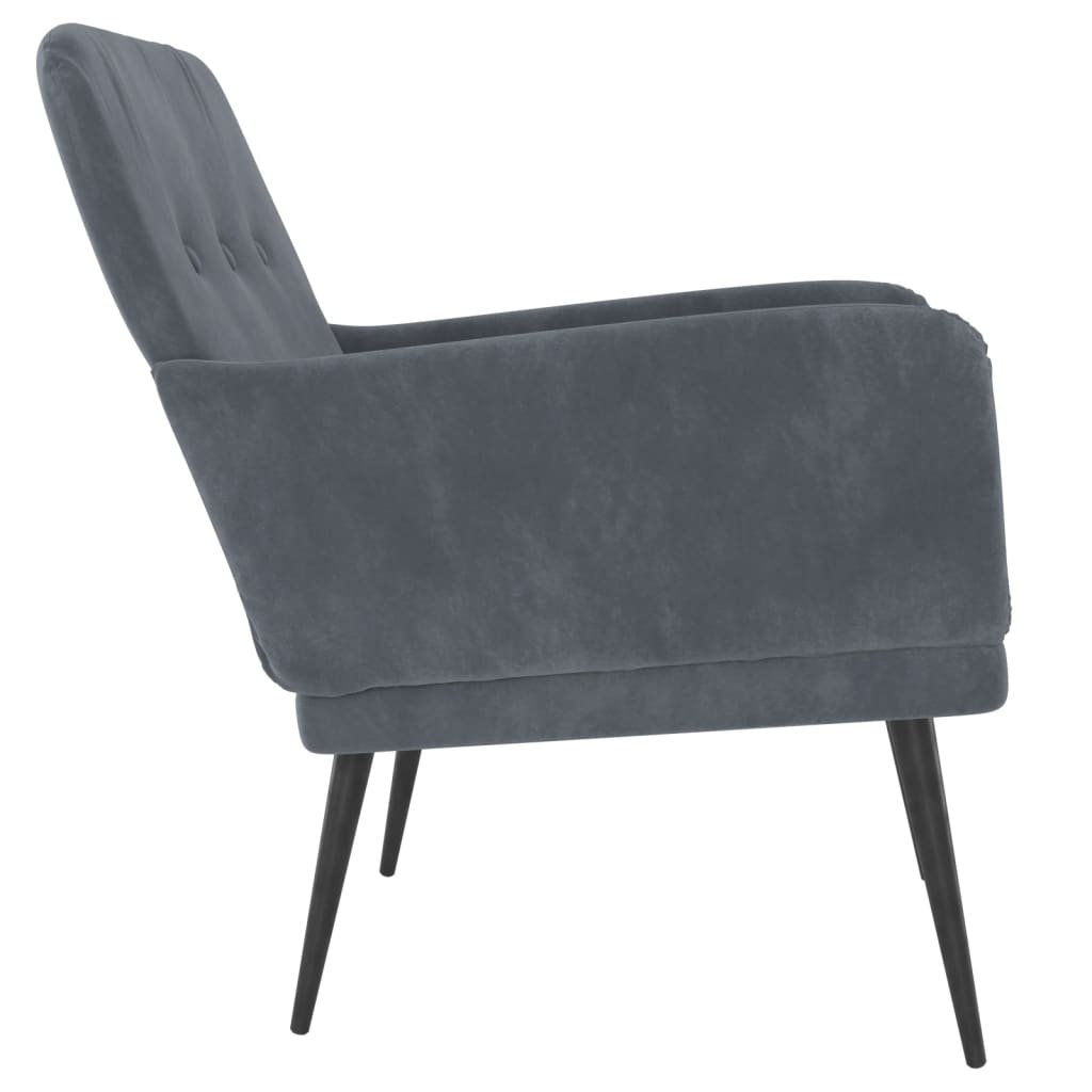 Fauteuil 62X79X79 Cm Fluweel Donkergrijs Donkergrijs