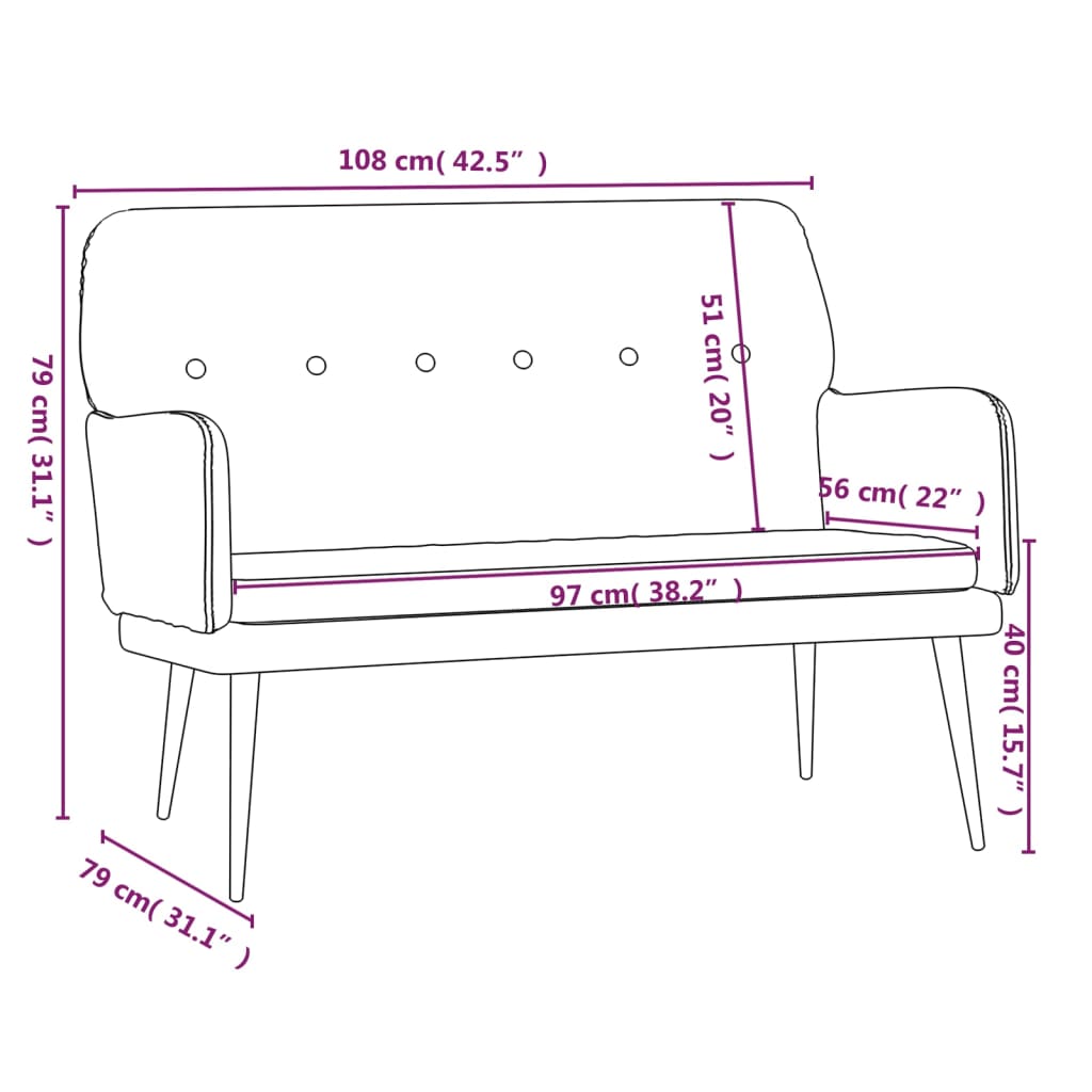 Bankje 108x79x79 cm fluweel donkergrijs