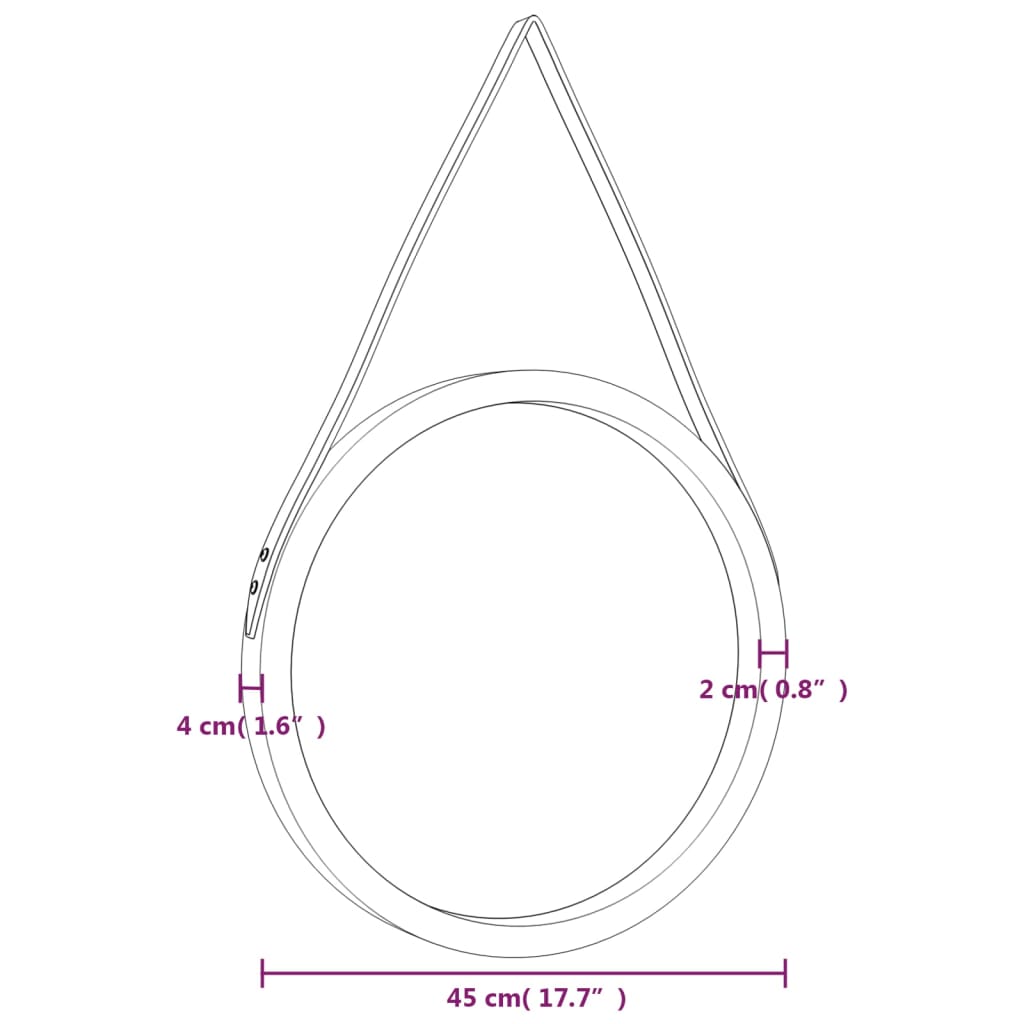 Wandspiegel Met Band Ø 45 Cm Zilverkleurig