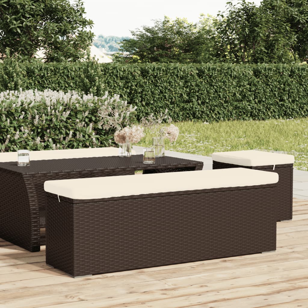 Hocker Met Kussen 110X30X40 Cm Poly Rattan Bruin