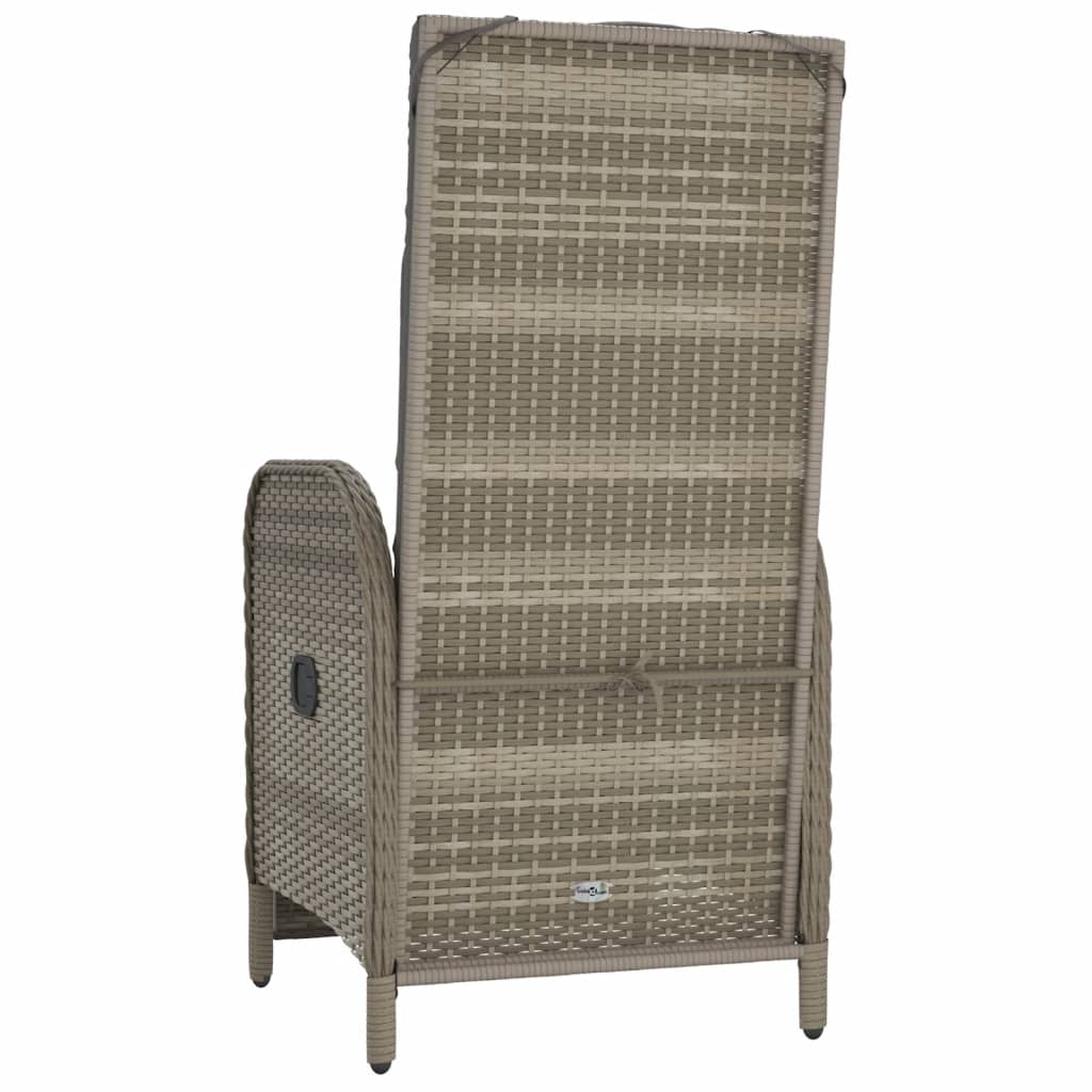 Tuinstoelen 2 st verstelbaar met kussens poly rattan grijs