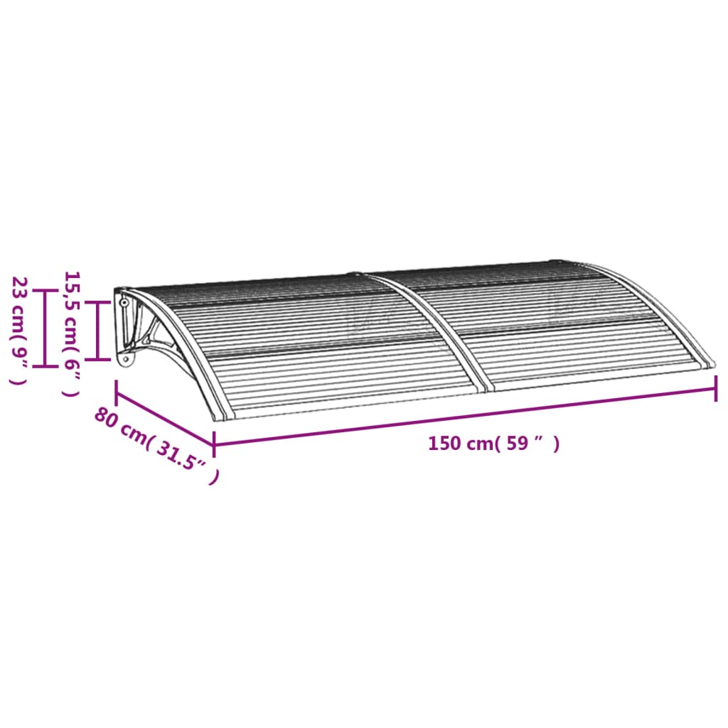 Deurluifel 150x80 cm polycarbonaat grijs