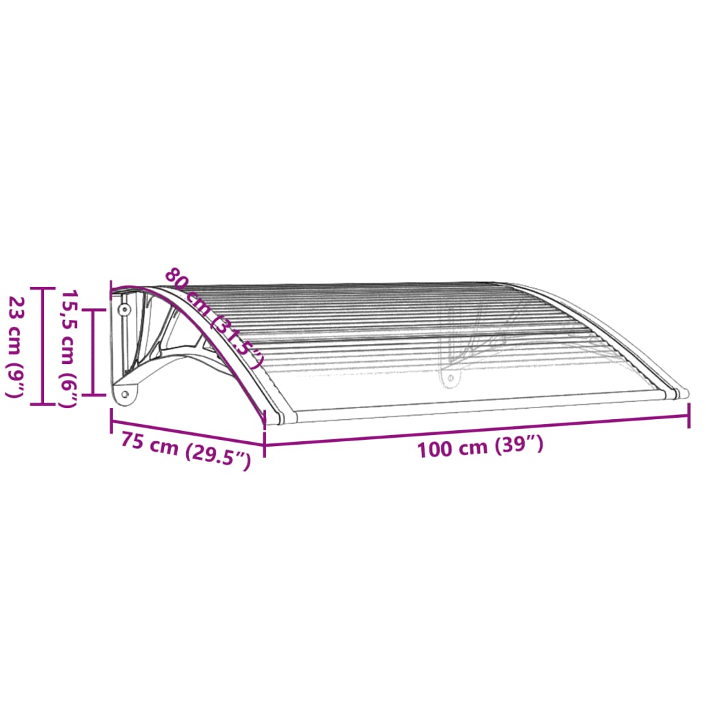 Deurluifel 100x80 cm polycarbonaat zwart