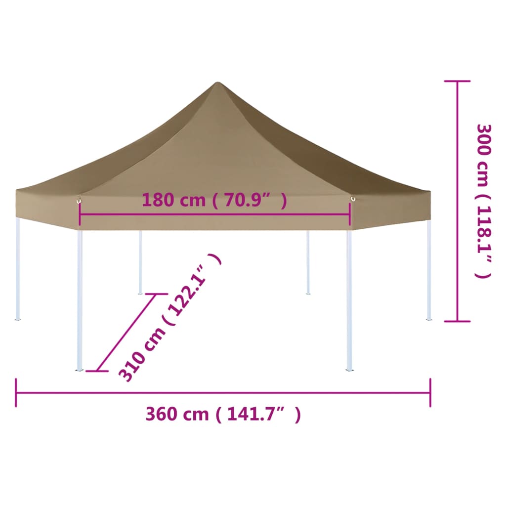 Partytent Inklapbaar Zeshoekig 3,6X3,1 M 220 G/M² Taupe