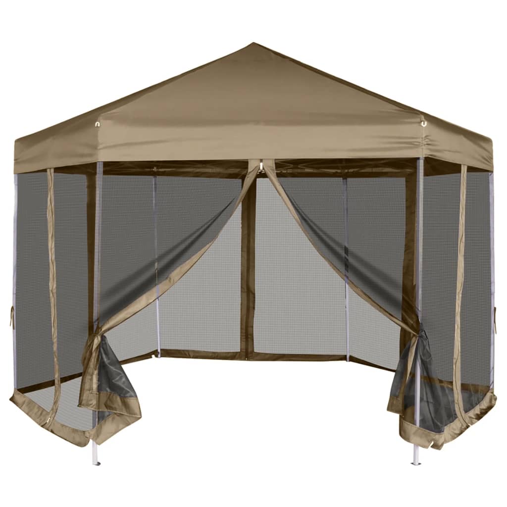 Partytent Met Wanden Zeshoekig 3,6X3,1 M 220 G/M² Taupe