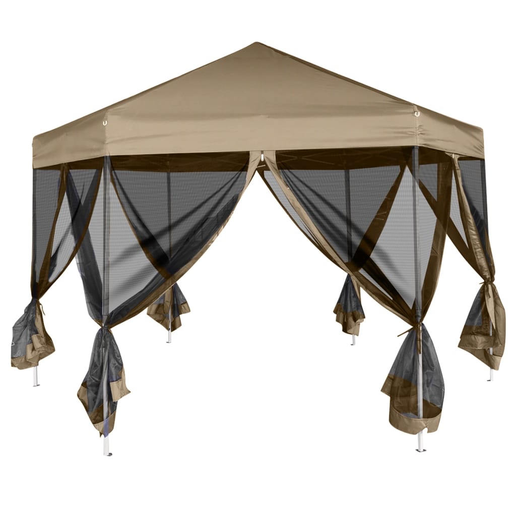 Partytent Met Wanden Zeshoekig 3,6X3,1 M 220 G/M² Taupe