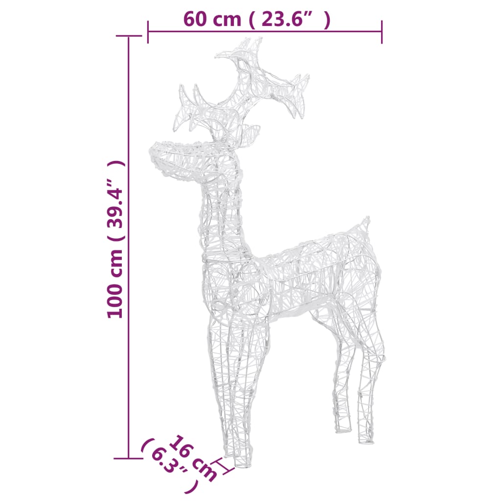 Kerstversiering rendier 2 st 60x16x100 cm acryl