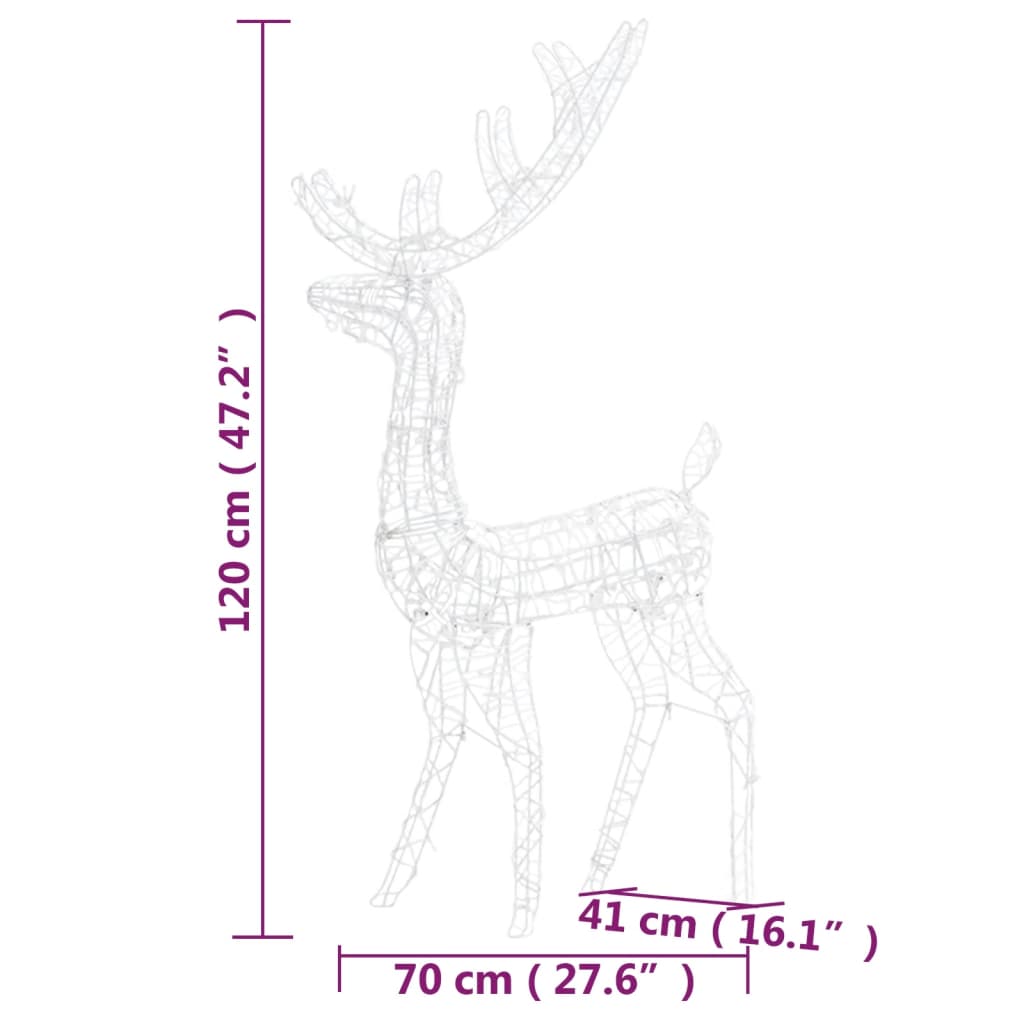 Kerstversieringen Rendier 2 St 120 Cm Acryl Koudwit 70 x 41 x 120 cm