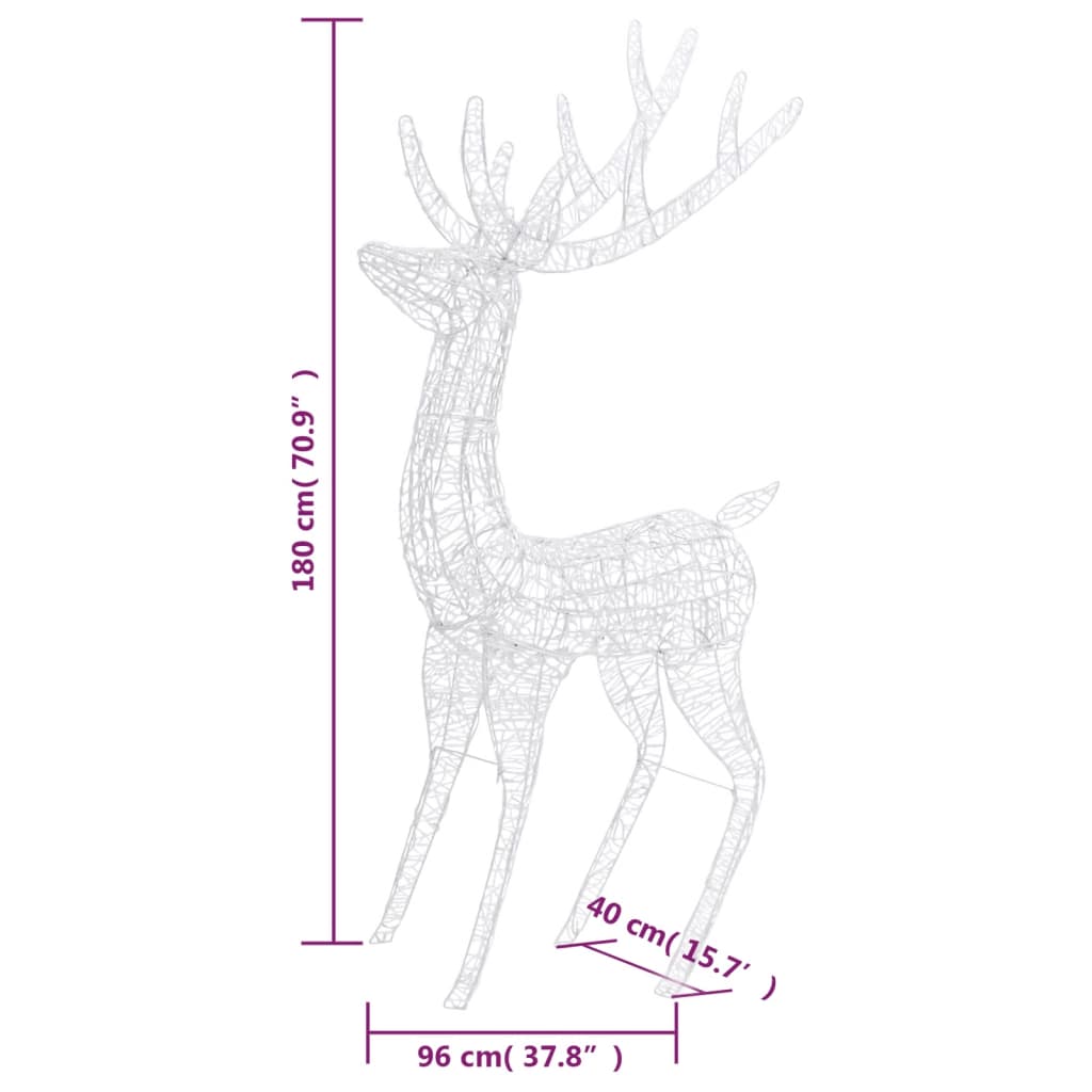 Kerstdecoratie rendier XXL 2 st 250 LED meerkleurig 180cm acryl