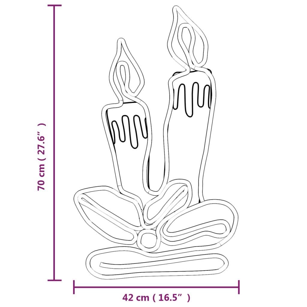 Kerstfiguren kaarsen met 144 LED's 2 st 70x42 cm